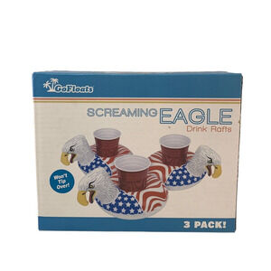 American Screaming Eagle Drink Rafts Floating Drink Holder 3 Pack, New